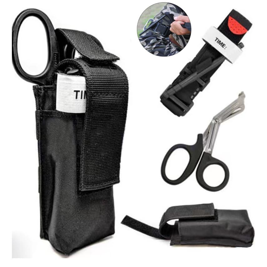 Kit De Primeiros Socorros Com Torniquete Giratório CAT E Tesoura APH Sem Corte Para Uso Externo