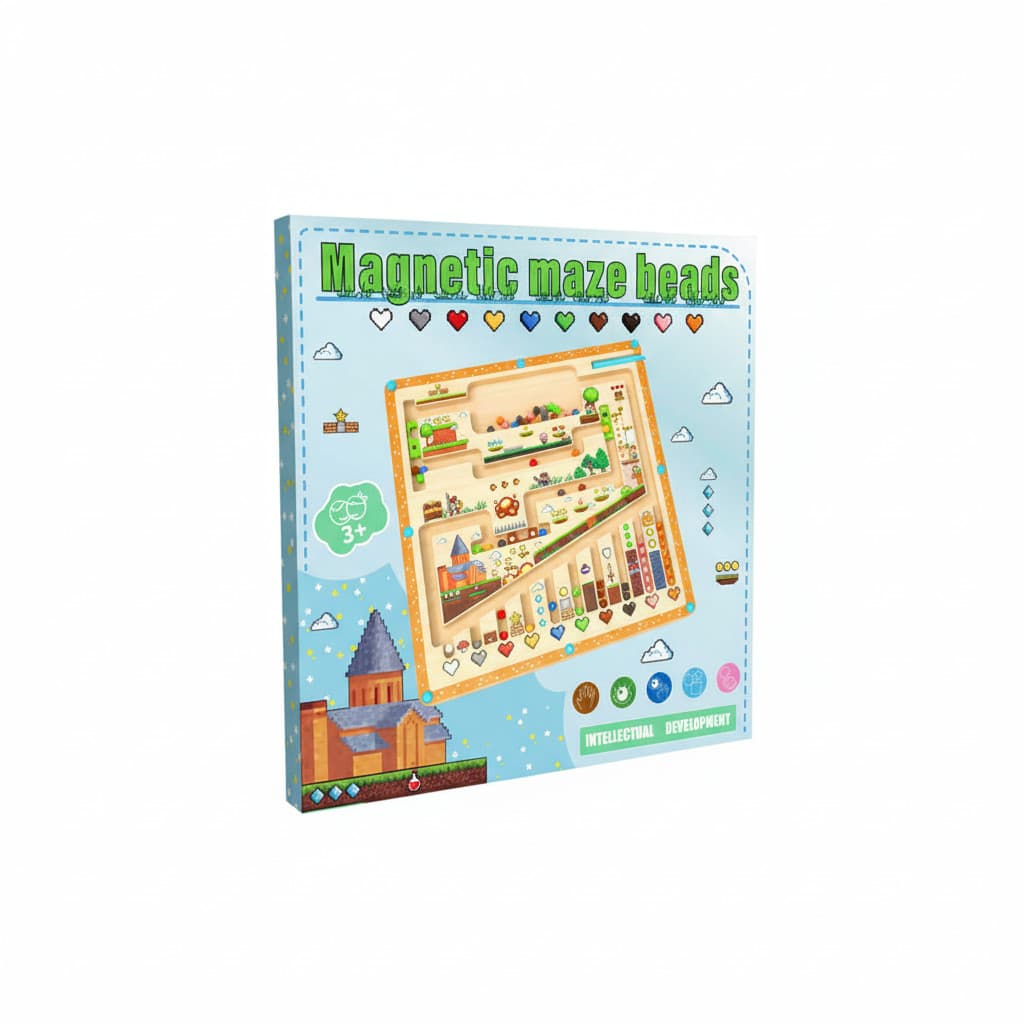 Brinquedo Educativo Labirinto Magnético Montessori Infantil de Madeira Bolinhas Coloridas Educativo