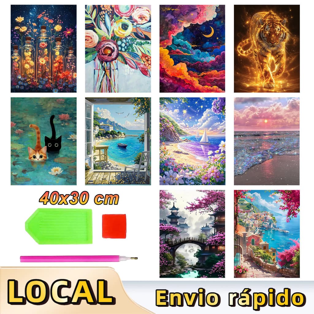 Kit Diamond Painting 5D 40x30cm Pintura de Diamante Quadrada para Decoração
