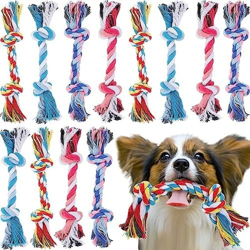 Paterrr 12 Pcs Corda Brinquedos Para Cães Multi Color Filhote De Cachorro Brinquedo Algodão Mastigar Dentição Pequenos E