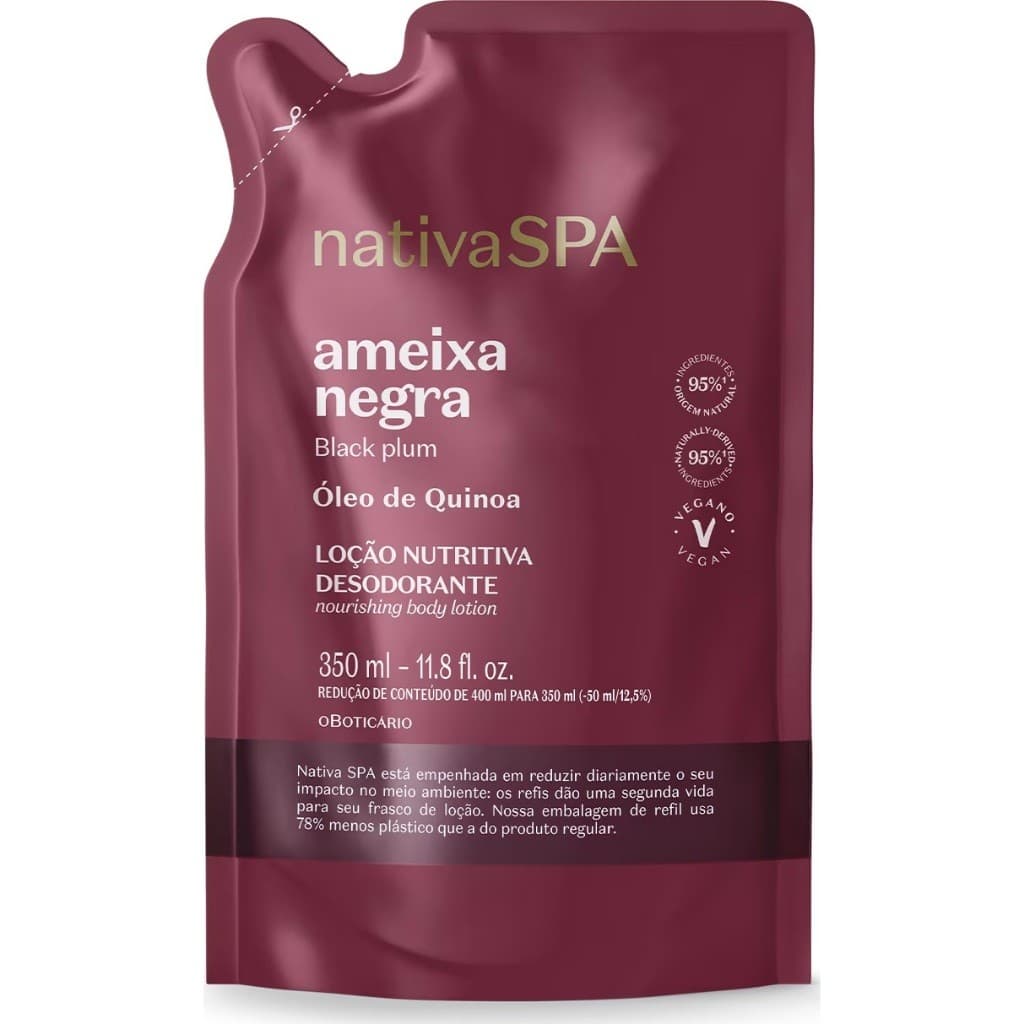 Refil Loção Desodorante Hidratante Corporal Nativa SPA Ameixa Negra 350ml O Boticário