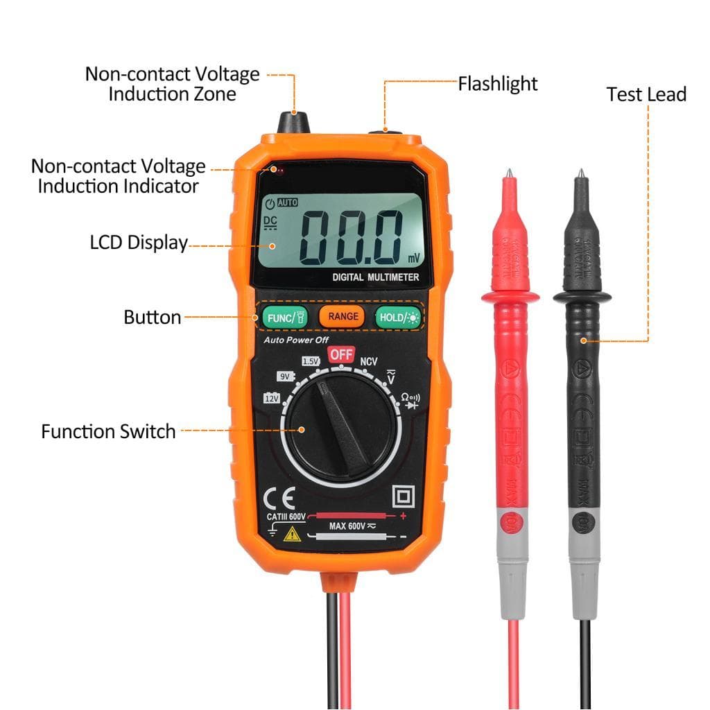 Multímetros SIUKE Multímetro Digital Mede Tensão AC/DC Bateria Teste de Resistência Diodo Continuidade NCV Multi Tester