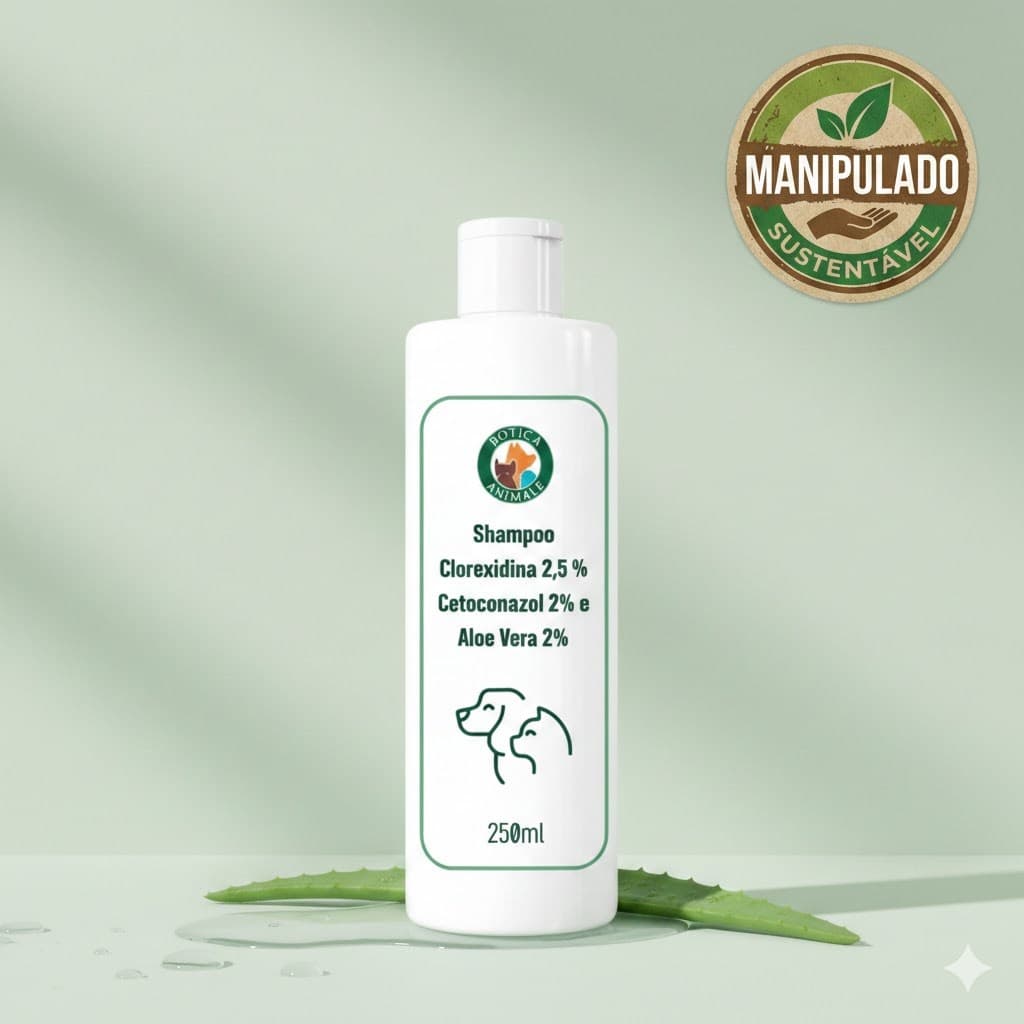 Shampoo Antisséptico de Clorexidina e Cetoconazol para Cães e Gatos | Botica Animale Petcare | 250ml | Manipulado