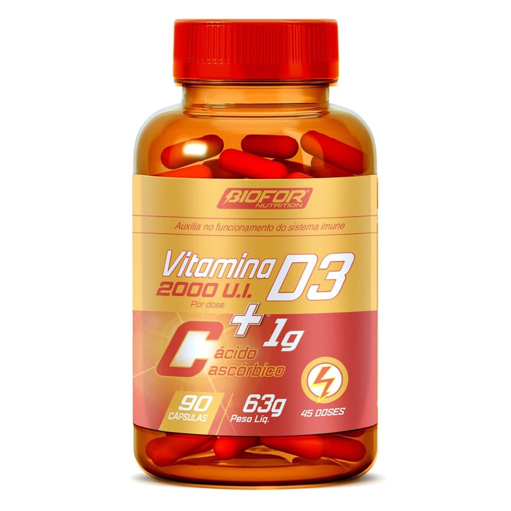 Vitamina D3 2000ui + Vitamina C 1000mg 90 Cápsulas Biofor Nutrition