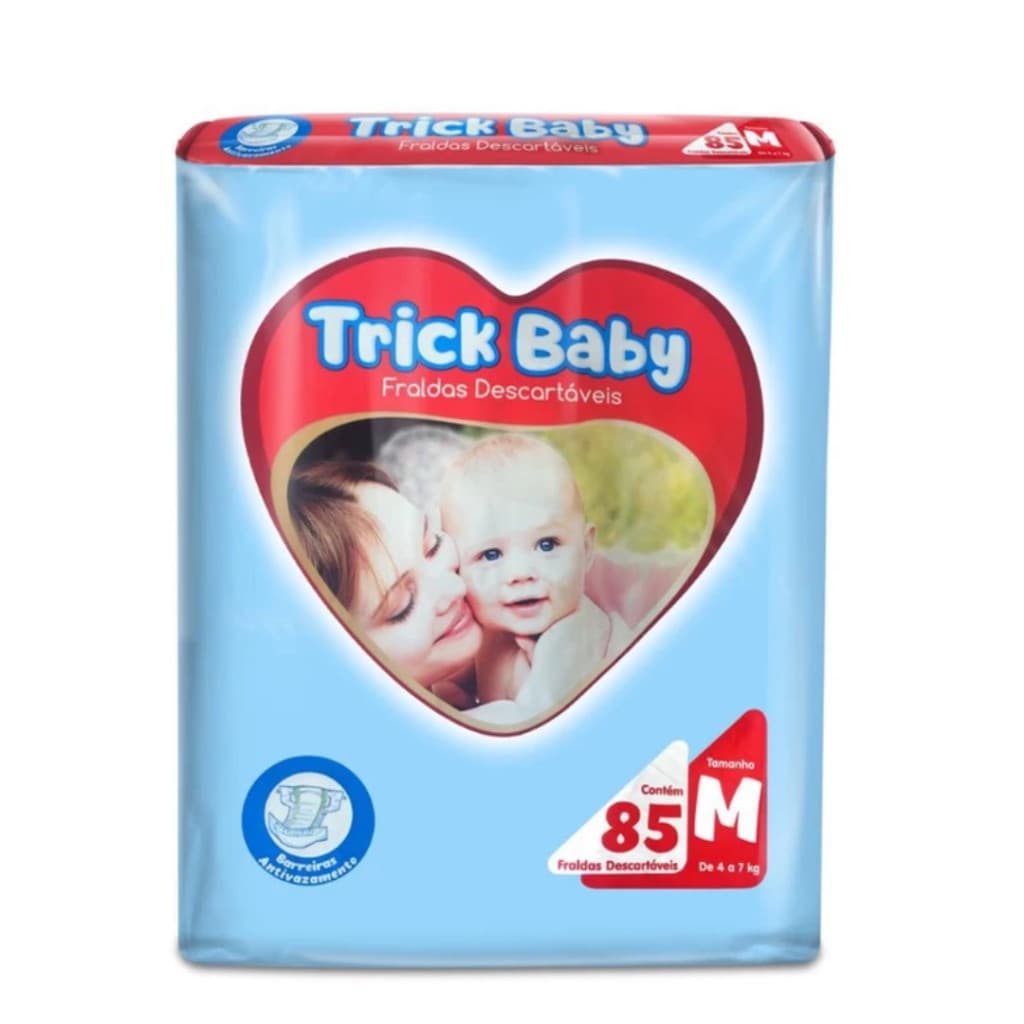 Fralda Descartável Pacotão Trick Baby M 85 unidades de 4 a 7 KG
