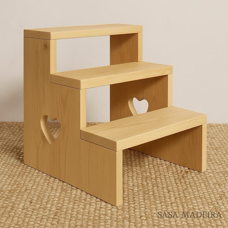 Mini Estante de Madeira Pinus 3 Degraus • Organizador Multiuso para Cozinha e Festas