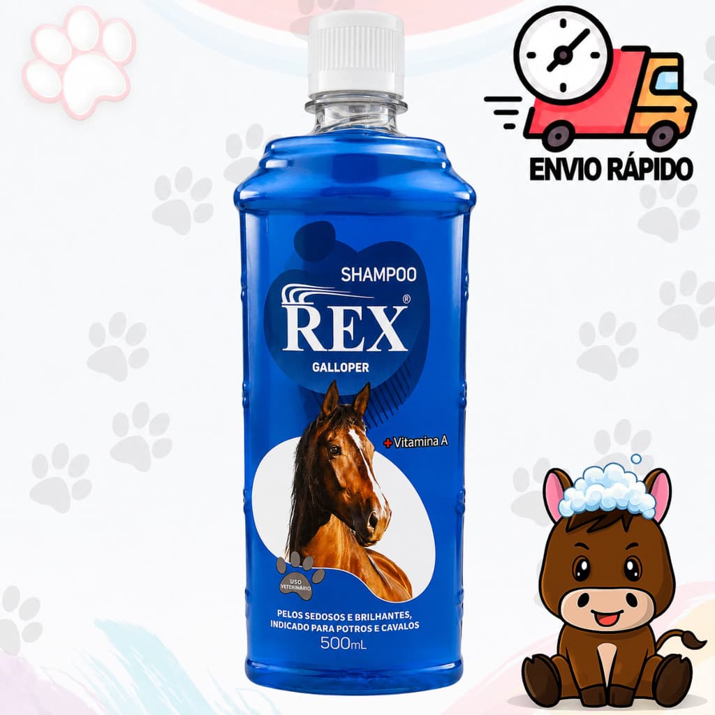 Shampoo Para Cavalos Galloper Rex 500ml Pelos Sedosos E Brilhantes