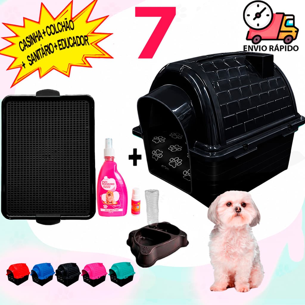 Casa Casinha N7 de Cachorro Grande + Caminha Pet Sanitário Higiênico Educador Xixi Sim Não