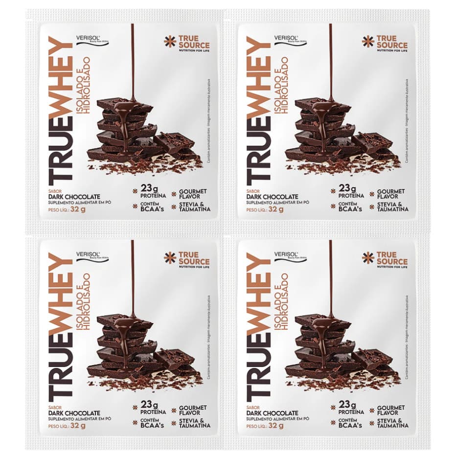 TRUE WHEY PROTEIN SACHE DARK CHOCOLATE - KIT COM 4