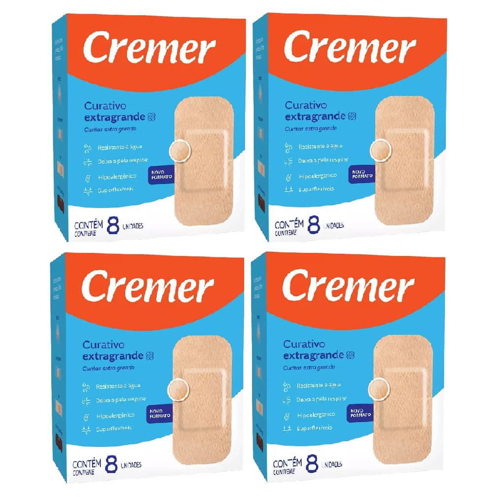 Kit 4x Curativo Transparente Extra Grande Bege C/8 Cremer