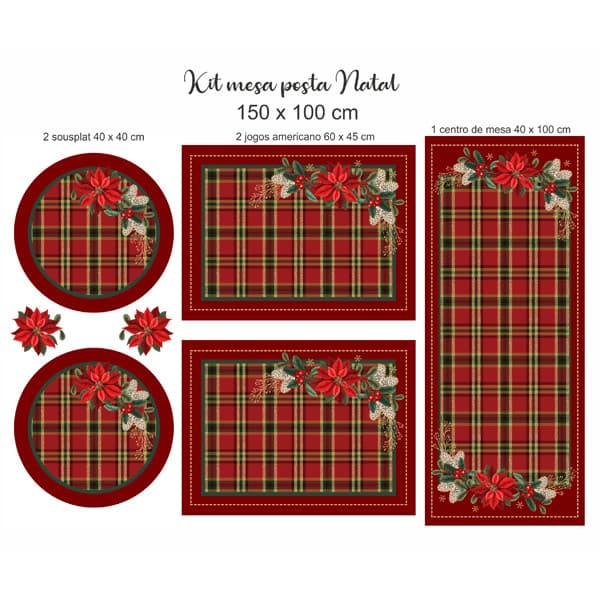 Kit Sarja Estampada Impermeável Jogo Americano Xadrez de Natal Costura Pano Patchwork Artesanato