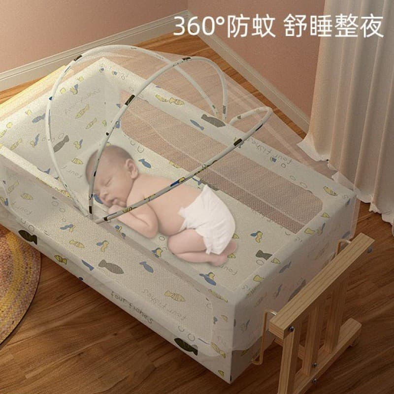 Berço de madeira maciça berço cama BB cama de bebê pequeno berço em forma de I livre mosquiteiro paralelo no