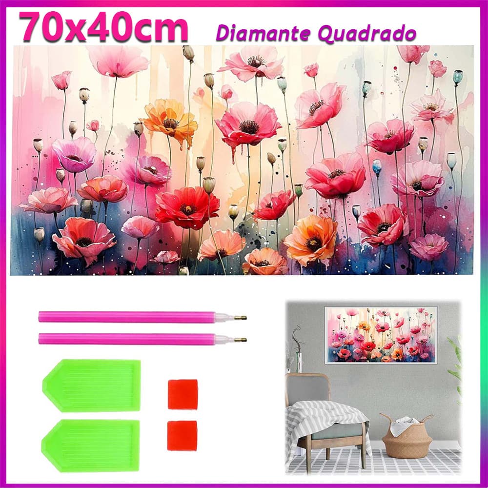 70x40cm Flores Pintadas pintura de diamante pintura de diamante 5D decoração de parede doméstica  Diamante quadrado