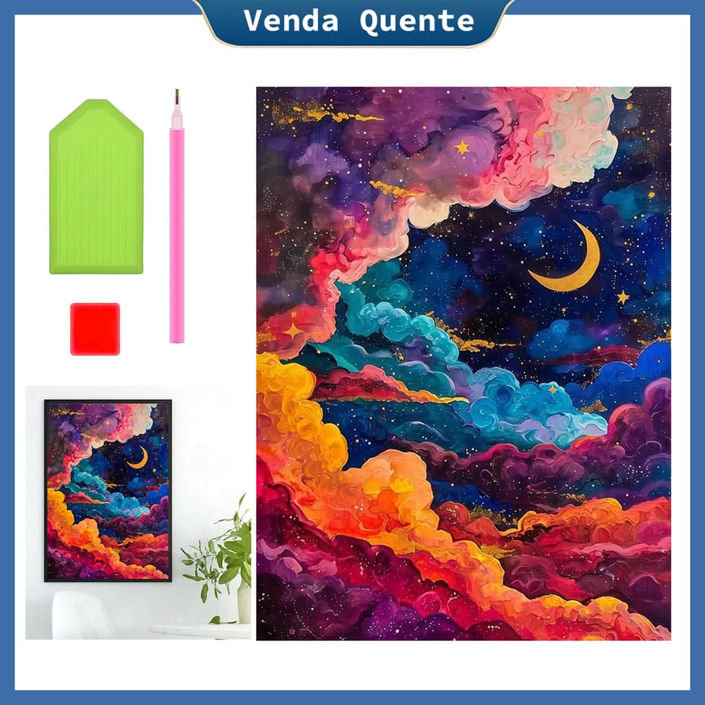 "Streamer Mar de nuvens" pintura diamante 40x30 cm, 5D Pintura Diamante, Decoração Da Parede Pintura Artesanal
