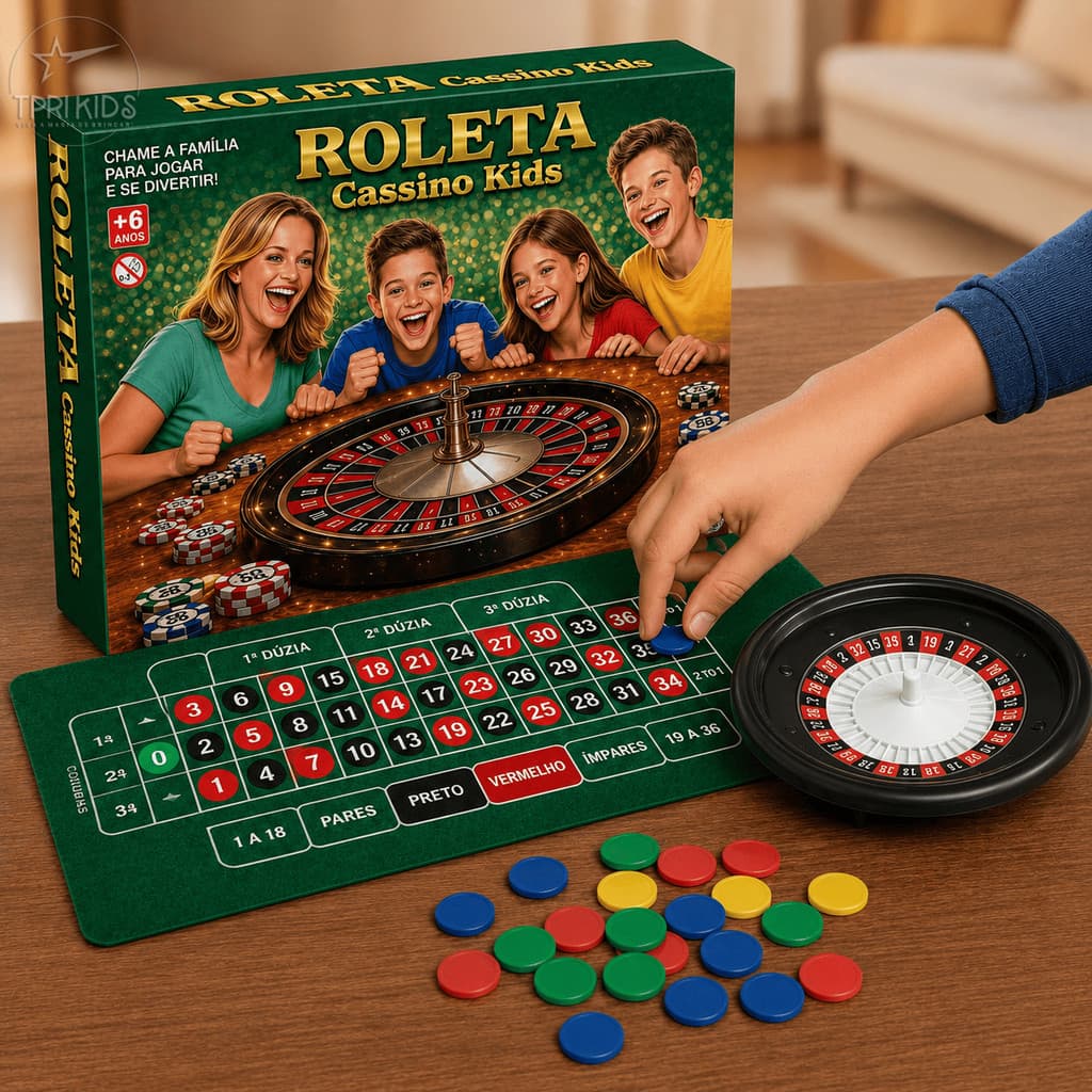 Jogo Cassino Roleta Infantil Kids Coloridas Tabuleiro Fichas Criança de Mesa Completo Família