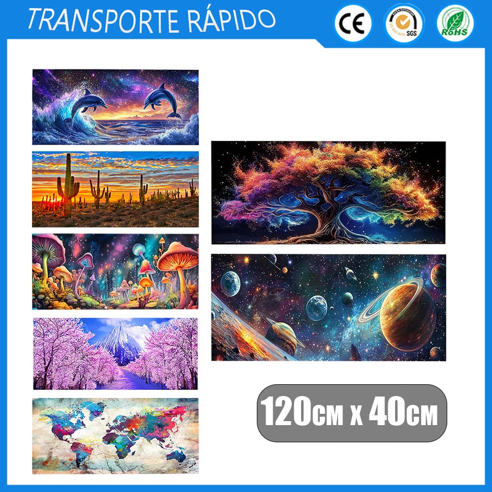 Kit de Pintura com Diamantes Redondo 5D - Paisagens Variadas Pintura com Diamantes,Série Animais e Plantas,120x40cm