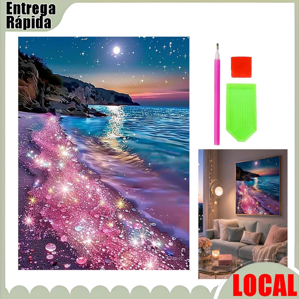 Influencer Pink Beach 5D Pacote de Material de pintura diamante completo conjunto completo de ferramentas artesanais