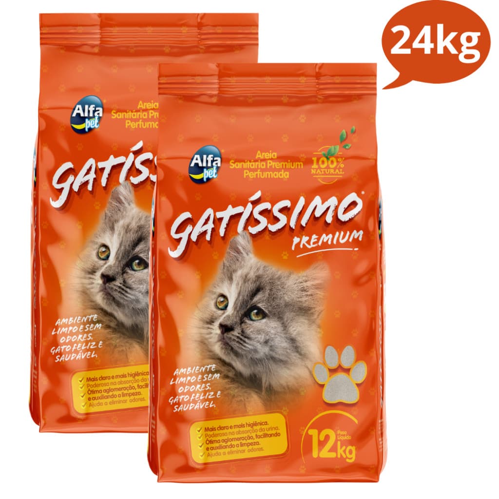 Kit 2 Areia Fina Sanitária Com Perfume Premium Higiênica Granulado Para Gatos Gatissimo .2.4.k.g