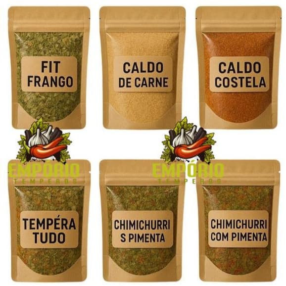 Kit 12 Temperos e Condimentos Naturais 30g Cada | Cozinha Completa | Embalagem Zip Lock | Ideal para o Dia a Dia