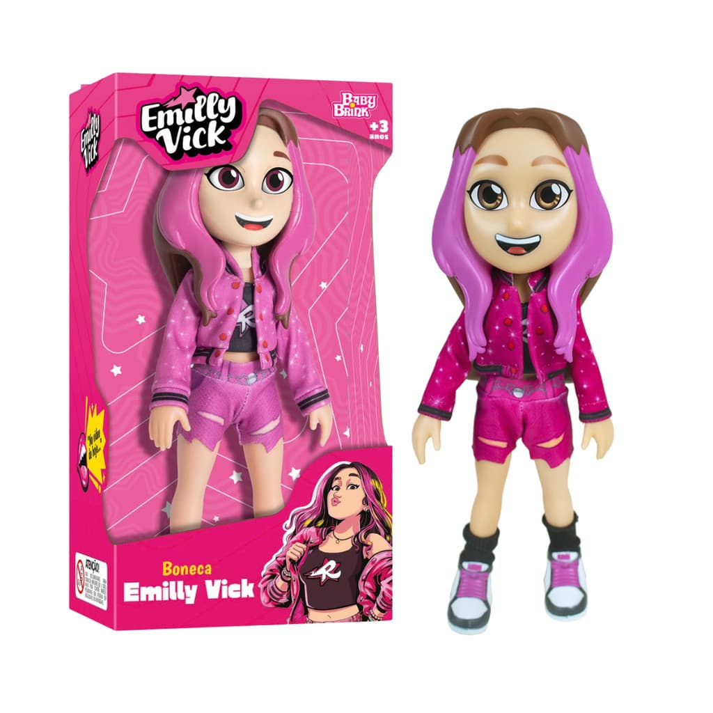 Boneca Emilly Vick Dos Rosa Youtuber 25cm Vinil Articulada