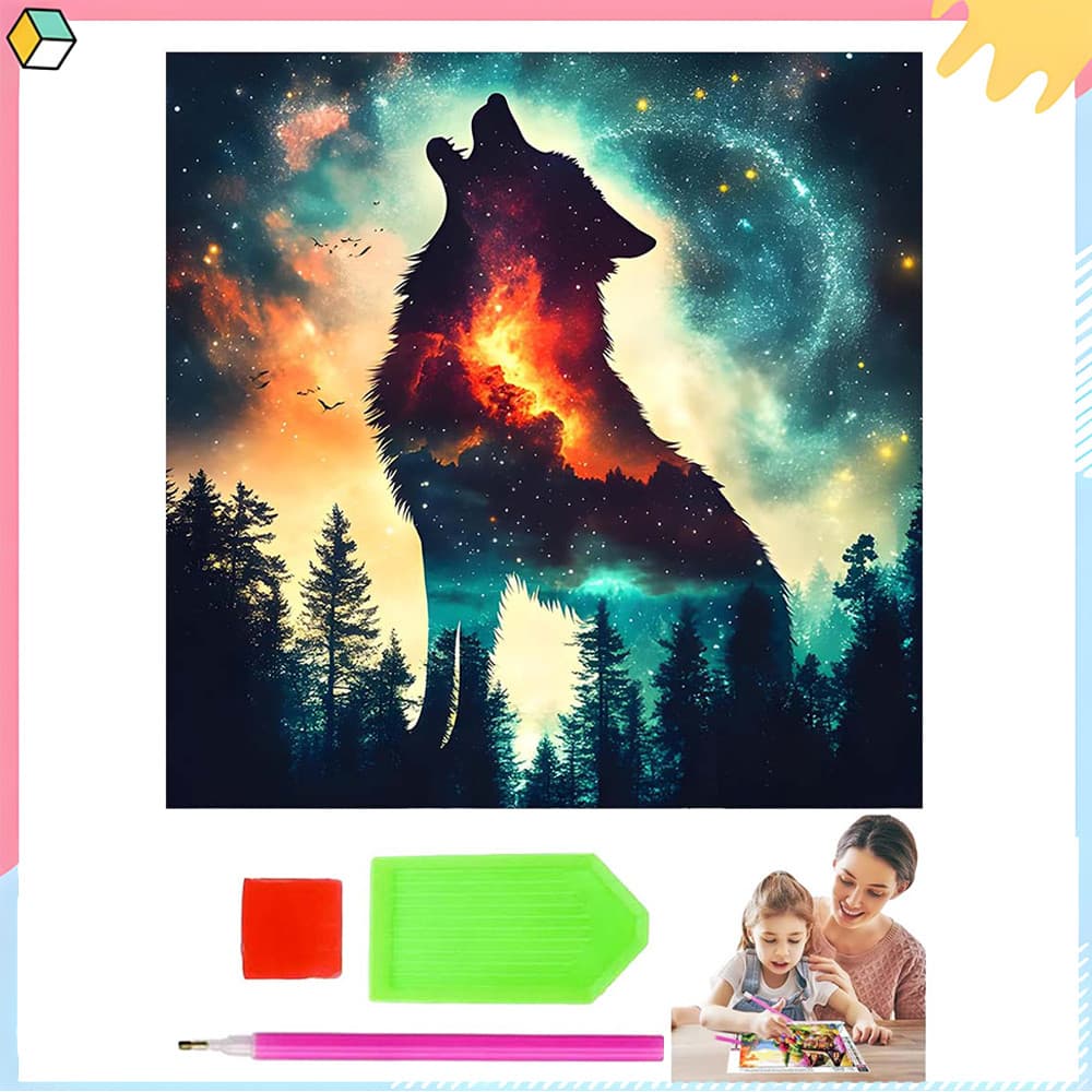 Sombra do Lobo, 30 x 30 cm, kit DIY para pintura com diamantes 5D, ferramentas para pintura com diamantes quadrados