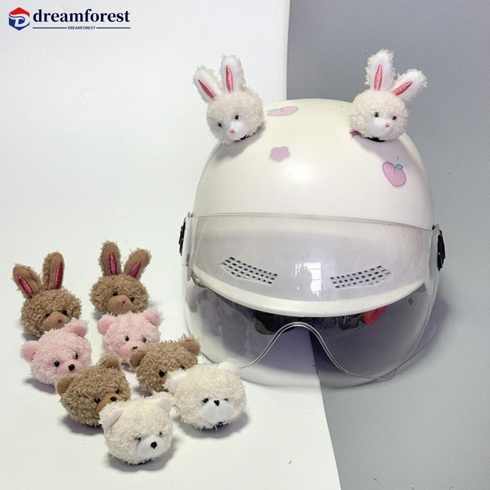 DREAMFOREST 2 Pçs Decoração Do Capacete Da Motocicleta Urso Coelho Boneca Adesivo Para Moto Bicicleta Headwear Acessório