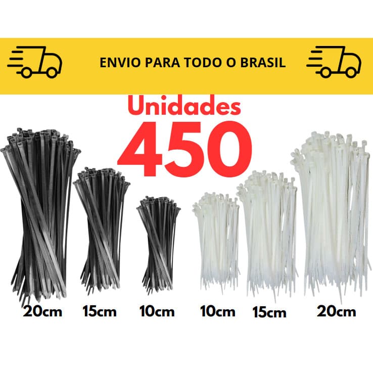 Kit Abraçadeira de nylon Completo 30/ 100/ 450/ 600  Unidades / Enforca gato / Abraçadeira