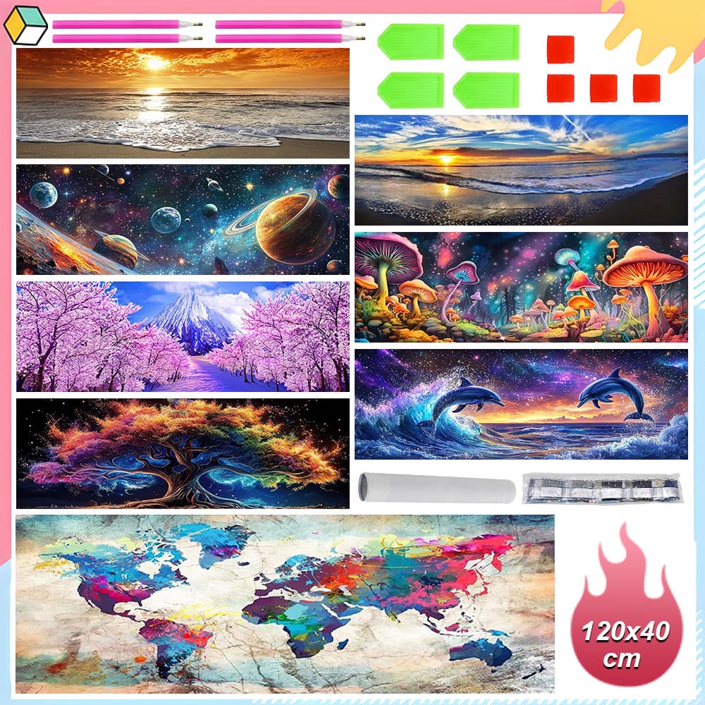 120 x 40 cm, kit DIY para pintura com diamantes 5D, ferramentas para pintura com diamantes redondo para iniciantes