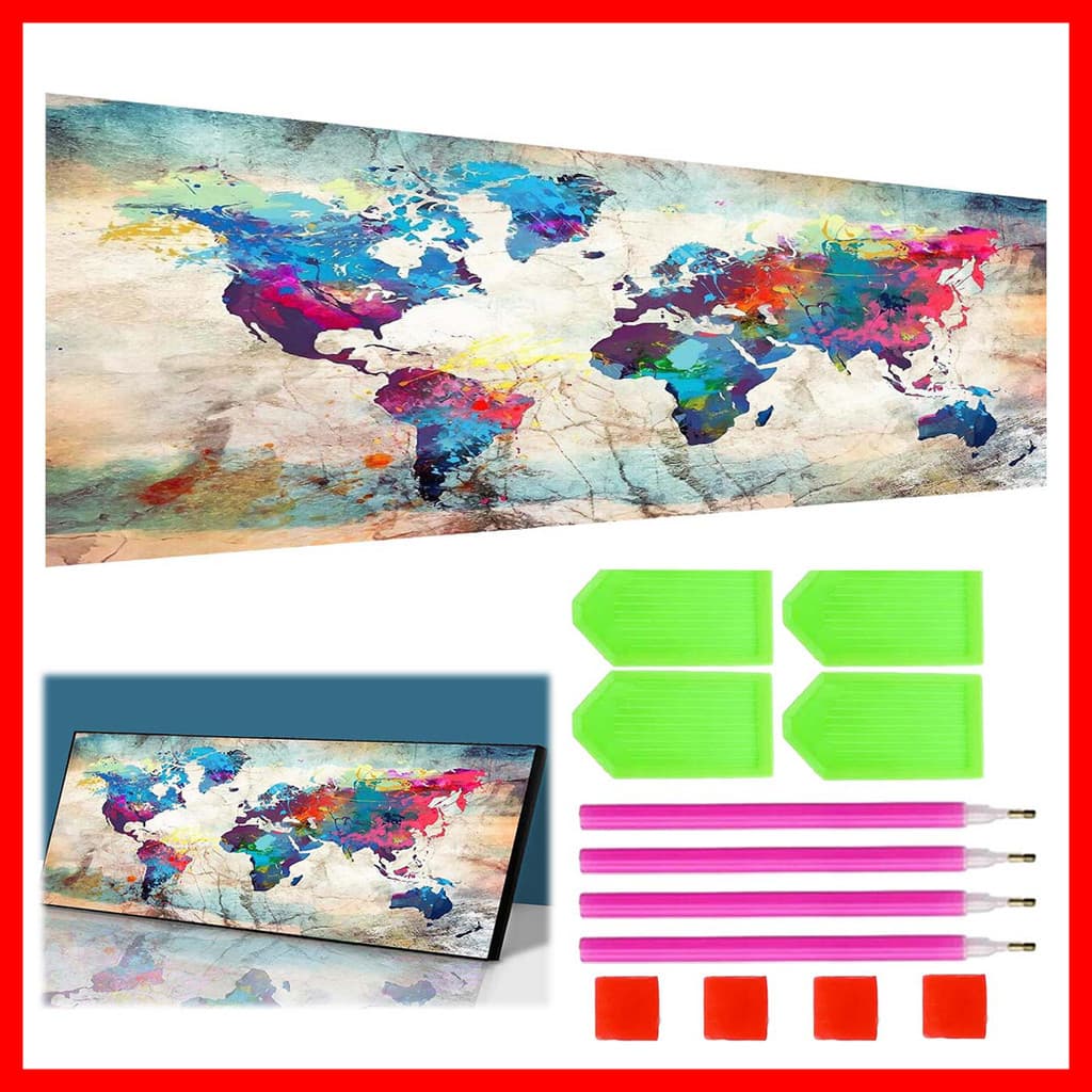 120x40cm mapa do mundo pintura diamante 5D redondo diamante arte cheio diamante tridimensional Gem artesanato