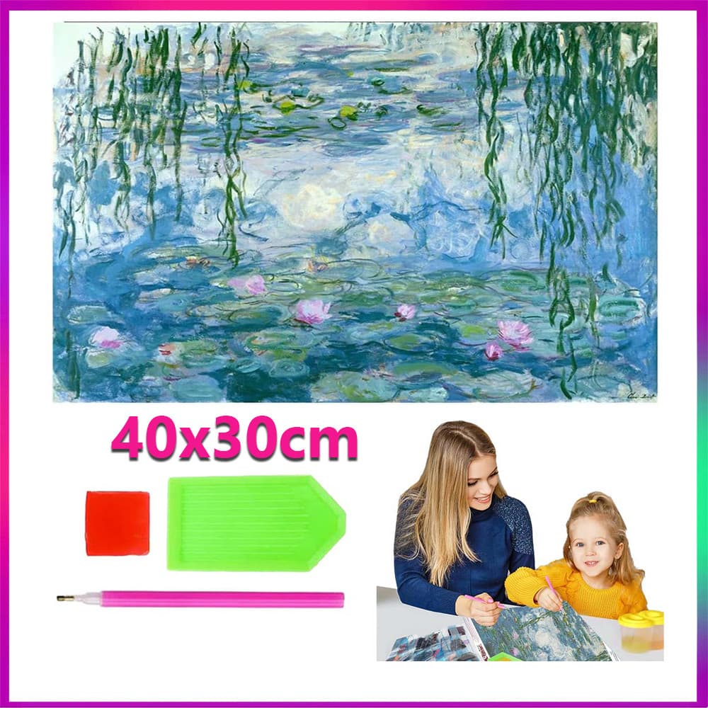 40x30cm Lótus da Primavera pintura de diamante pintura de diamante 5D decoração de parede doméstica  Diamante quadrado