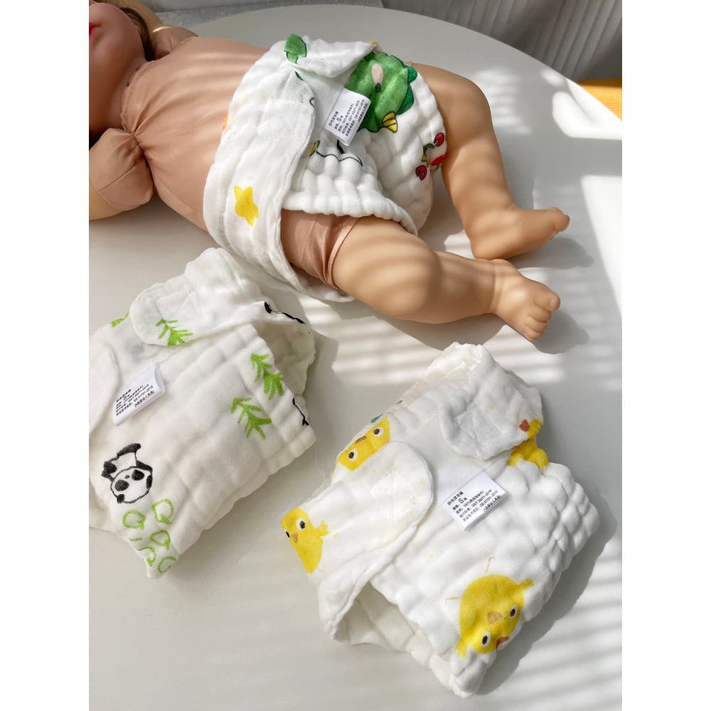 Fralda de bebê lavável algodão puro recém-nascido fralda bolso gaze fralda bebê Meson integrado fralda calças