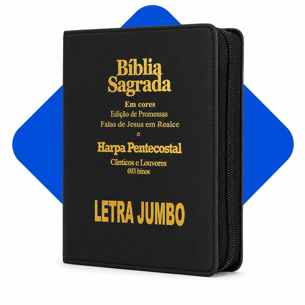 BIBLIA LETRA JUMBO COM HARPA E INDICE, TEM  ZIPER - PRETA