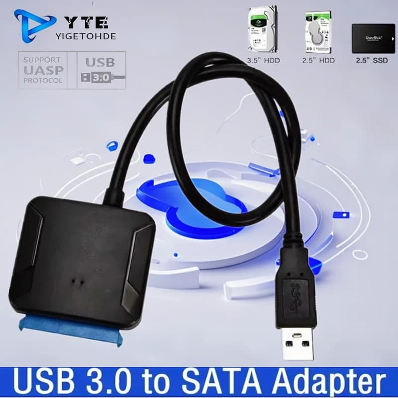 Cabo Adaptador USB 3.0 para SATA para HDD/SSD Externo de 2.5/3.5 Polegadas, Conversor com Suporte a UASP, Adaptador de T