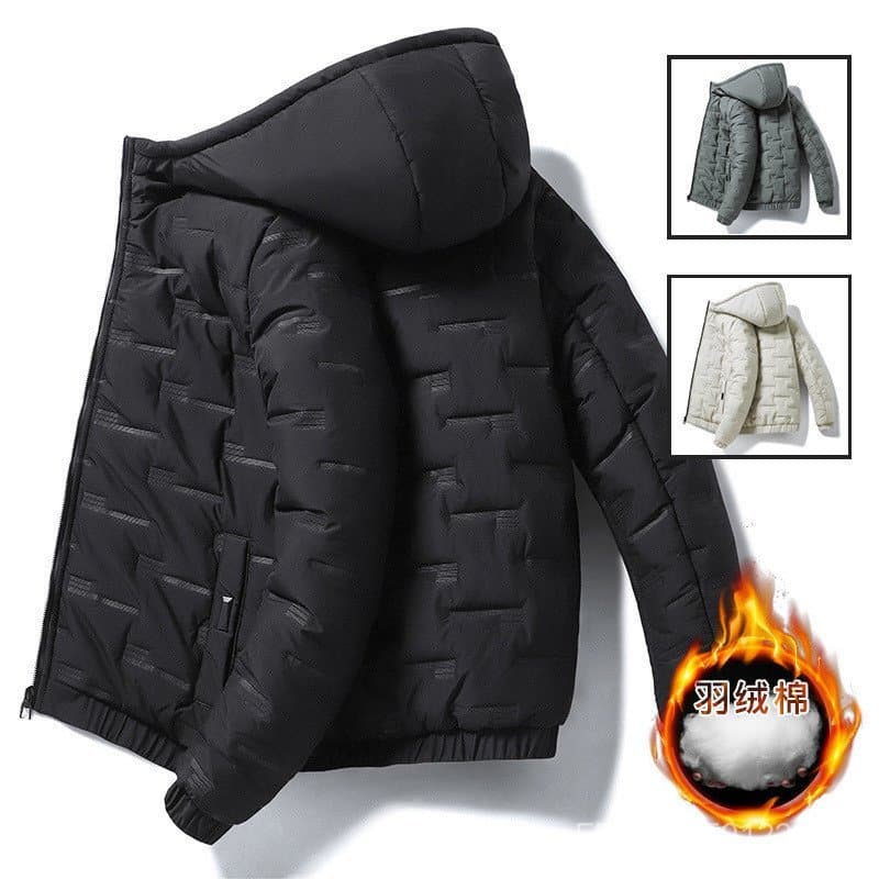 Jaqueta masculina transfronteiriça versão coreana com capuz elegante jaqueta acolchoada à prova de vento resistente ao d