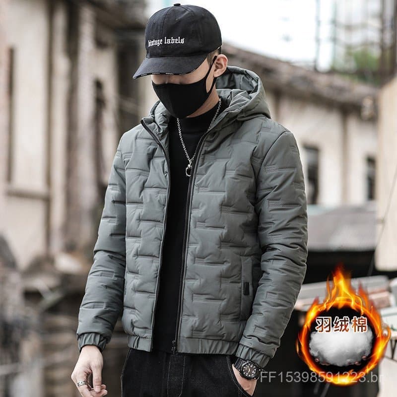 Jaqueta acolchoada masculina 2022 inverno versão coreana estilo japonês jaqueta acolchoada jaqueta de inverno com capuz 
