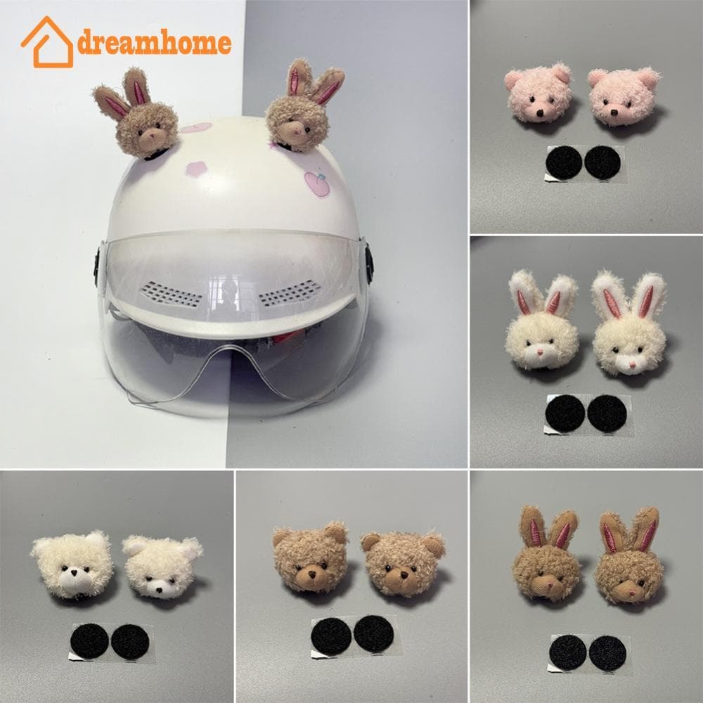 DREAMHOME 2 Pçs Decoração Do Capacete Da Motocicleta Urso Coelho Boneca Adesivo Para Moto Bicicleta Headwear Acessórios 