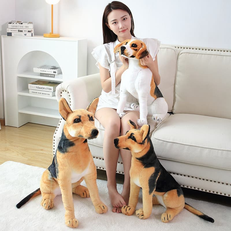 Brinquedo de pelúcia para cachorro de simulação, boneca, cachorro manchado, pastor, Migru, cachorro Rowy