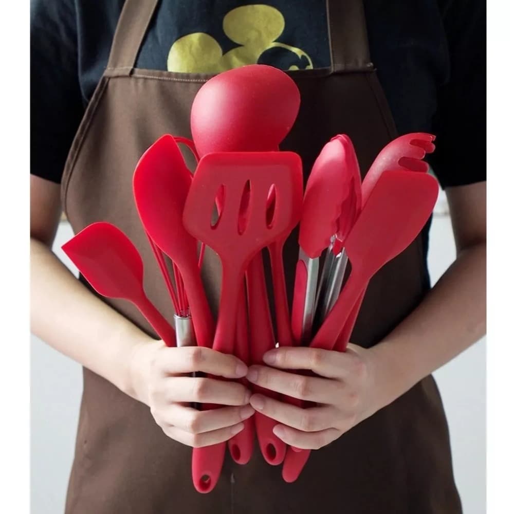 Utensílios de Silicone Para Cozinha | Unidade | Espátula, Pão Duro, Colher e Concha Multiuso 27 cm