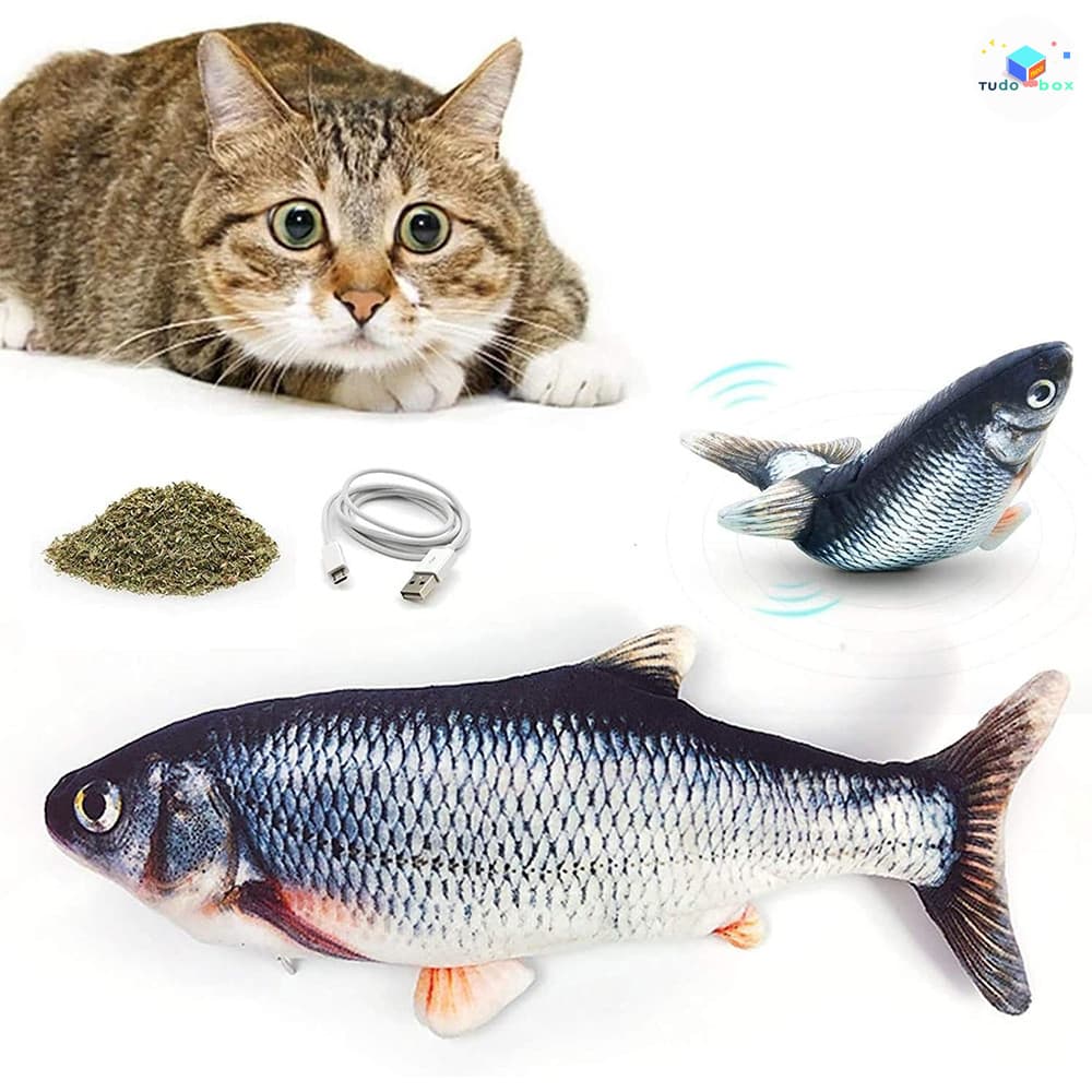 Peixe Elétrico Interativo para Gatos - Brinquedo Recarregável que se Mexe Sozinho