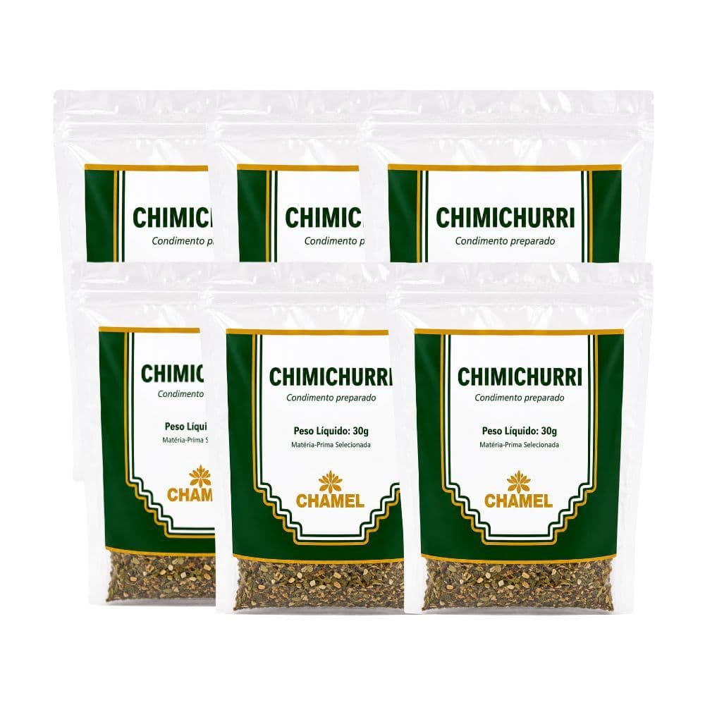Kit 6 Condimento Chimichurri Chamel 30g Tempero Preparado