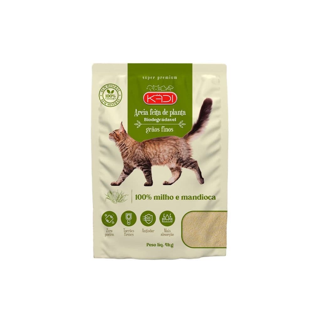 Areia Sanitária Kadi Grãos Finos Biodegradável Gatos 4kg