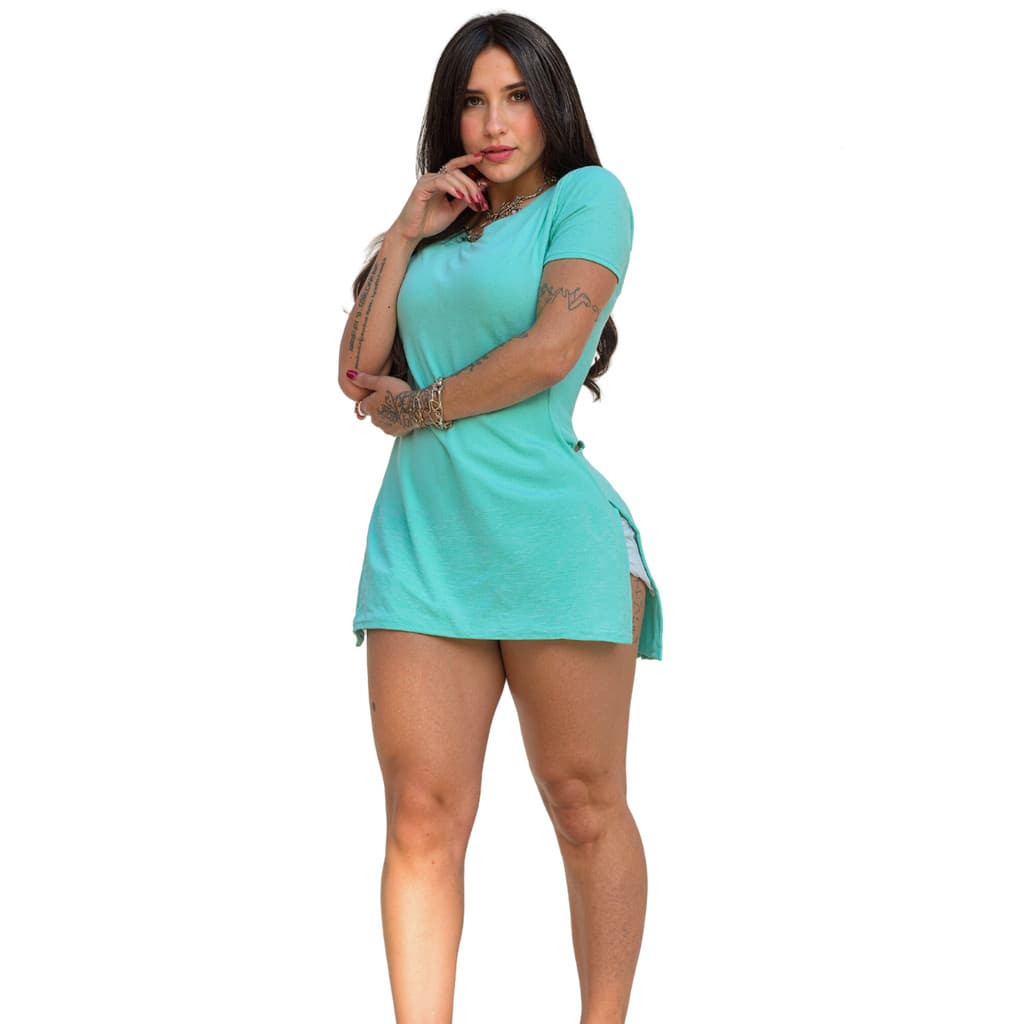 Blusa Longline Academia Feminina Tapa Bumbum Camiseta Fitness