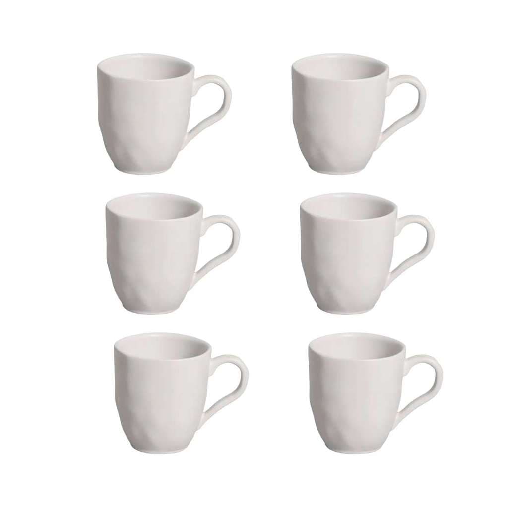 Conjunto 6 Canecas Café Chá Cozinha Moderna Orgânico Vit 273ml 2ª Linha Cerâmica Porto Brasil