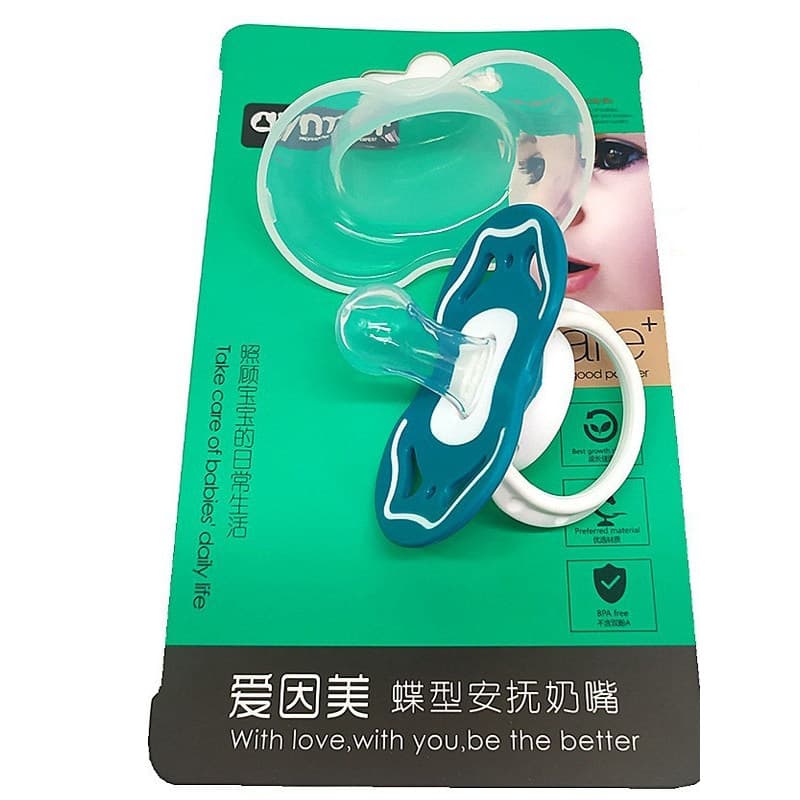 Einmei chupeta infantil bebê redondo chupeta Material de segurança de Silicone de qualidade alimentar com tampa