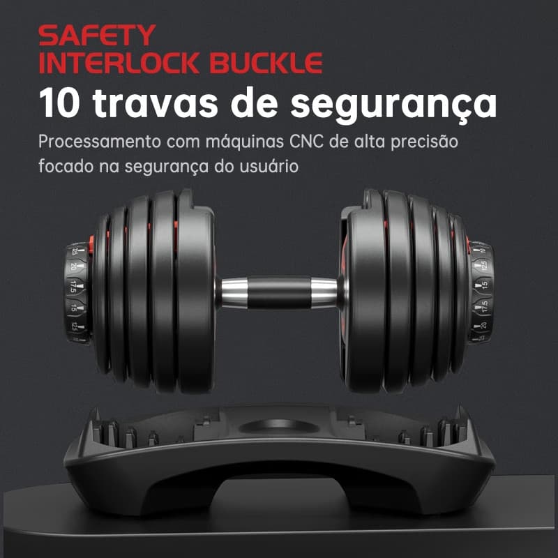 Halter Ajustável 24kg Uma Unidade Dumbbell Treino de Braços Costas Peito Academia Doméstica