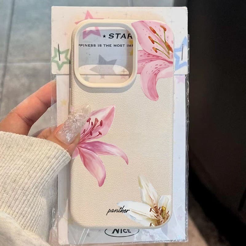 Lírio Rosa Flores Lichia Padrão Caso De Telefone Para iPhone 17 16 15 14 13 12 11 Pro Max Plus 16E XR XS Capa Macia