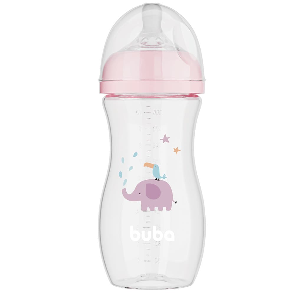 Mamadeira Easy Flow Elefante Rosa 330ml - Buba