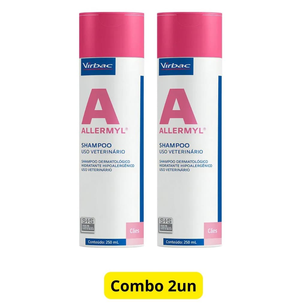 Kit 2 Shampoo Allermyl 250ml - Para Cães - Virbac Shampoo Hipoalergenico, Hidratante, Dermatologico