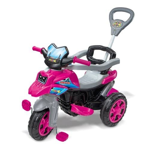 Triciclo Infantil Rosa Com Pedal Maral Haste Ajustavel Assento Confortavel Seguro Criancas 