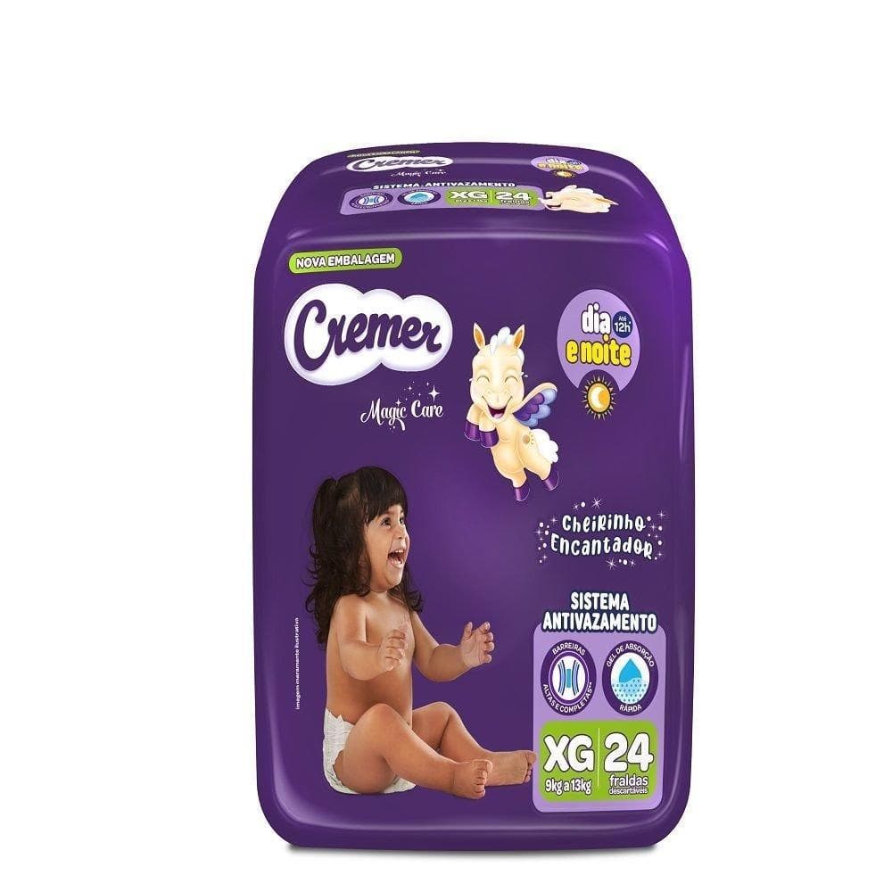 Fralda Descartável Cremer Magic Care Econômica Tamanho XG - 8 Pacotes com 24 Fraldas -  Total 192 Tiras
